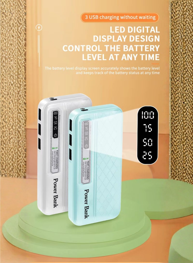 بنك طاقة A16 بسعة 40000 مللي أمبير - 3 منافذ USB، مصباح LED، شحن متعدد الأجهزة، متوافق مع USB/Type-C/iOS، أبيض - Image 5